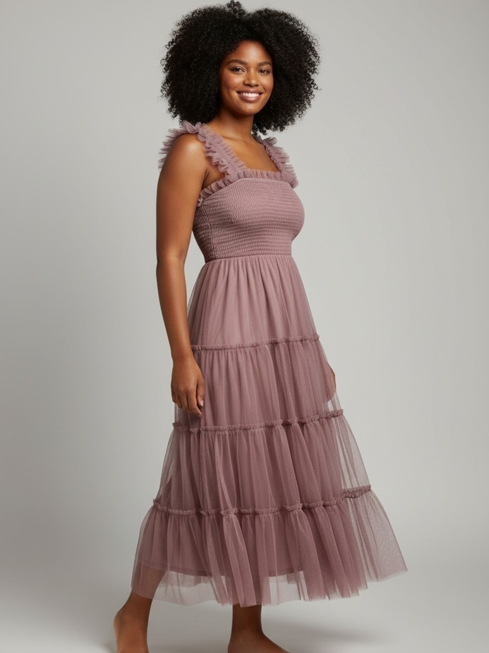 Baltic Born Dusty Mauve Smocked Maxi Dress with Ruffle Straps (Unavalible Color)